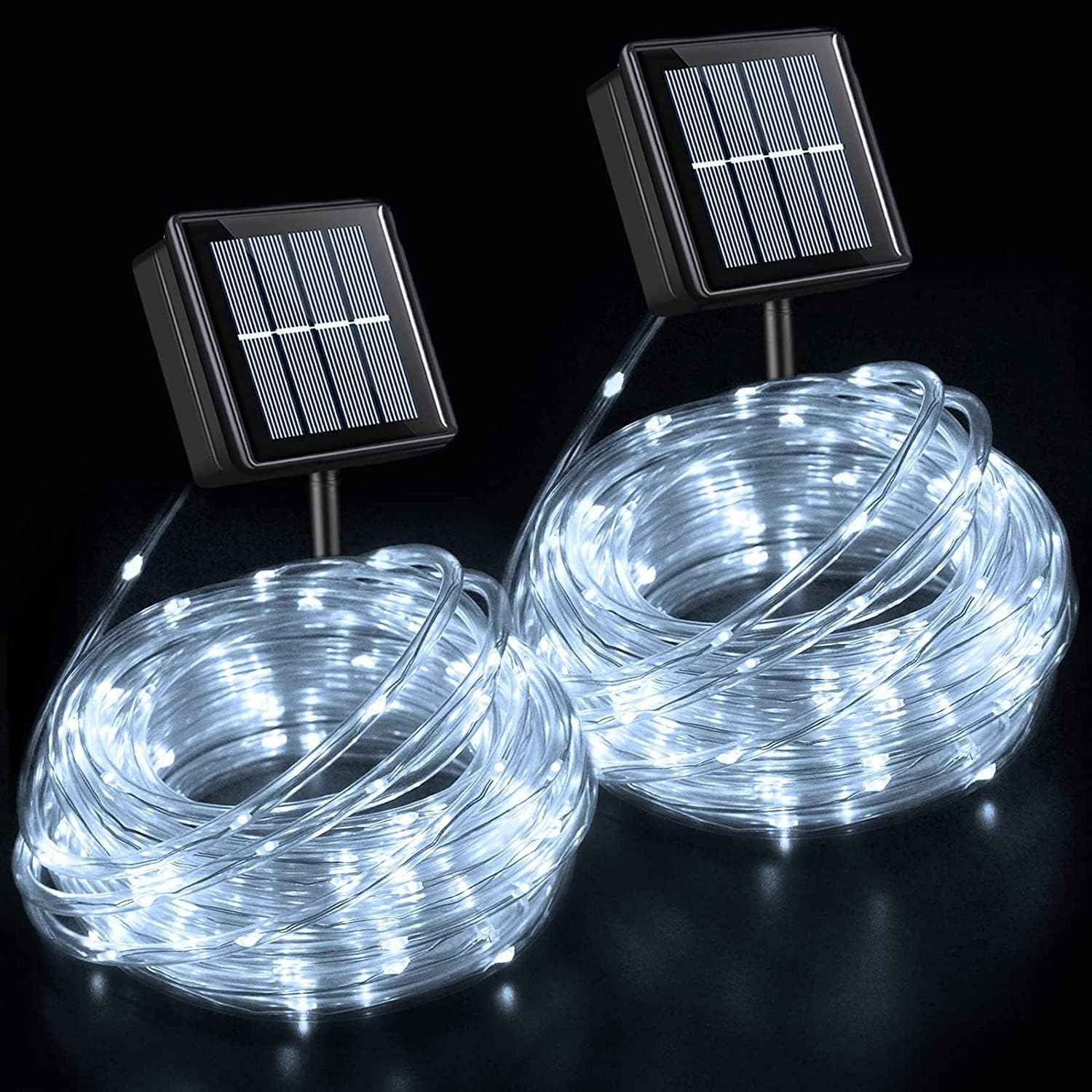 QITONG Solar Rope Lights – 66ft Clean Simple Outdoor and Indoor Accent Lighting, One Setting Memory