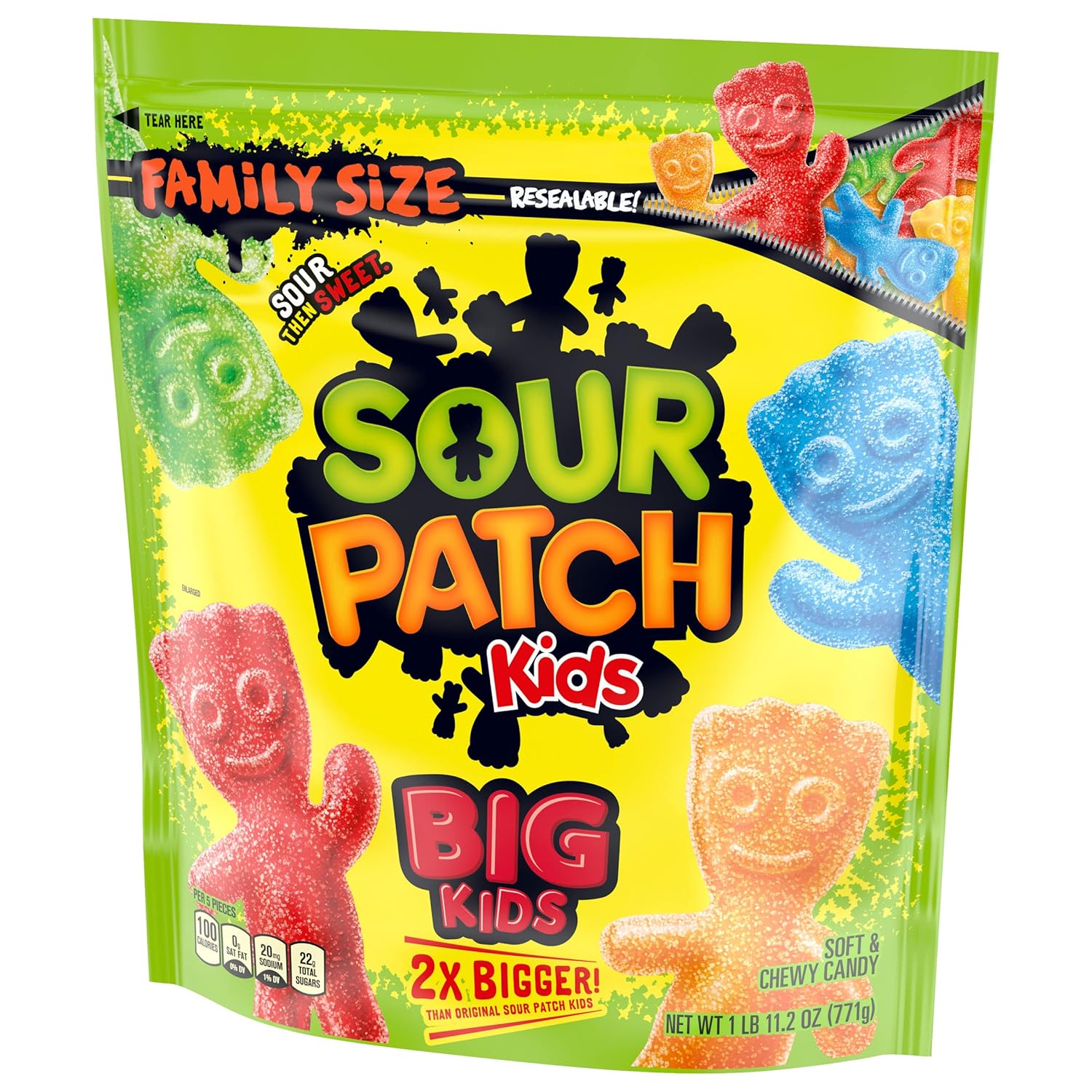 SOUR PATCH KIDS Big Kids Soft & Chewy Candy, Portable Road Trip Snack for the Car, 1.7 lb