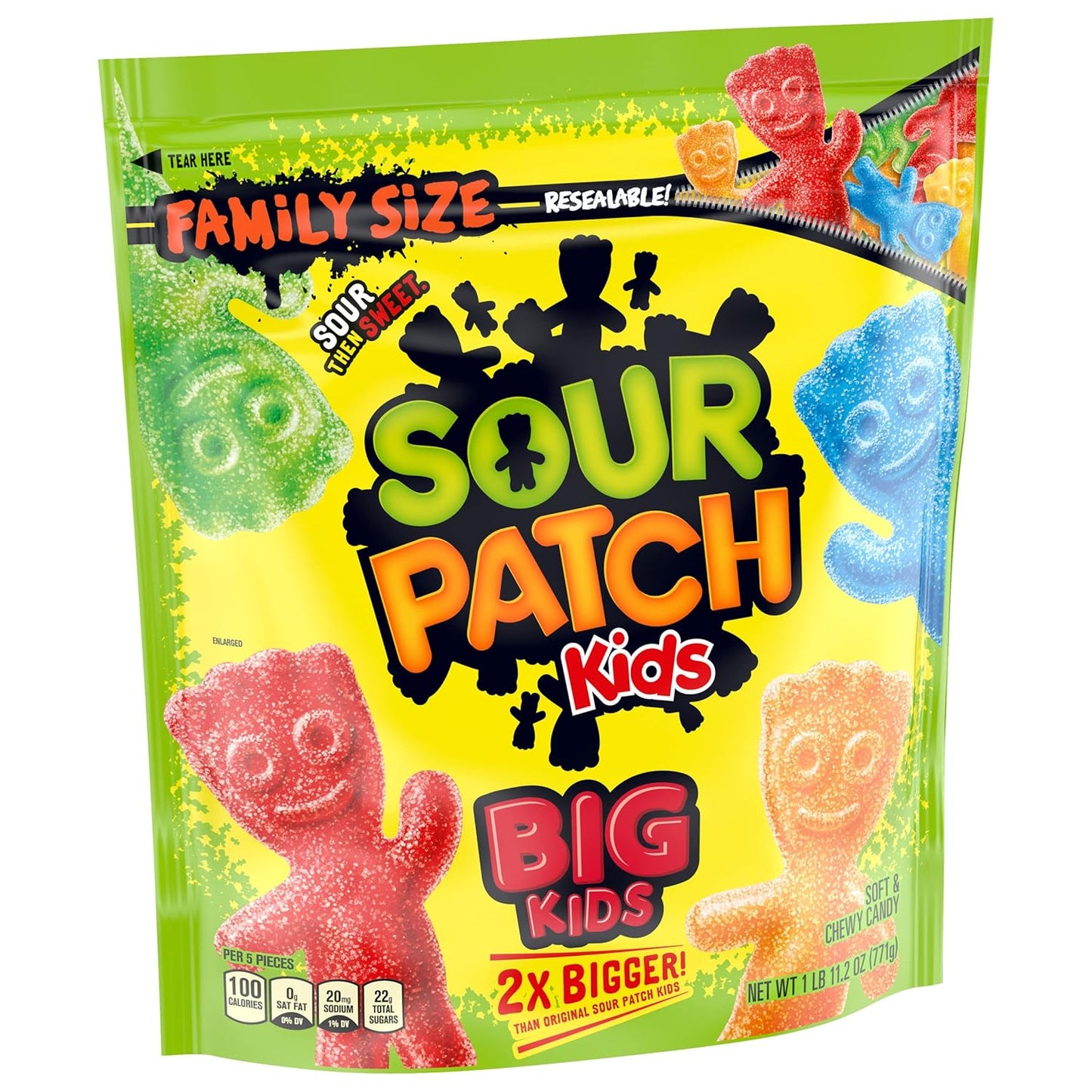 SOUR PATCH KIDS Big Kids Soft & Chewy Candy, Portable Road Trip Snack for the Car, 1.7 lb