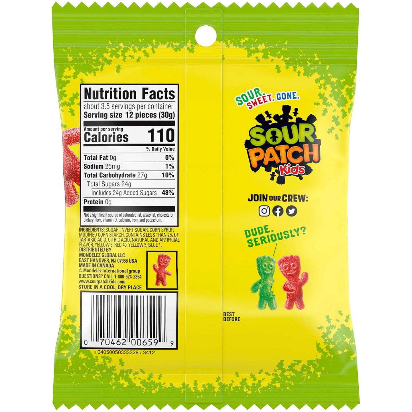 Sour Patch Kids Original Soft & Chewy Candy Bulk 12-Pack – After-School Snack and Classroom Treasure Box Reward for Children