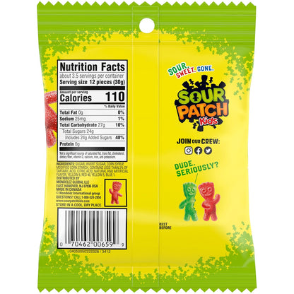 Sour Patch Kids Original Soft & Chewy Candy Bulk 12-Pack – After-School Snack and Classroom Treasure Box Reward for Children
