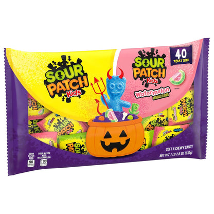 SOUR PATCH KIDS Original & Watermelon Bulk Candy - Kid-Friendly Individually Wrapped Halloween Treat Bags for School Parties