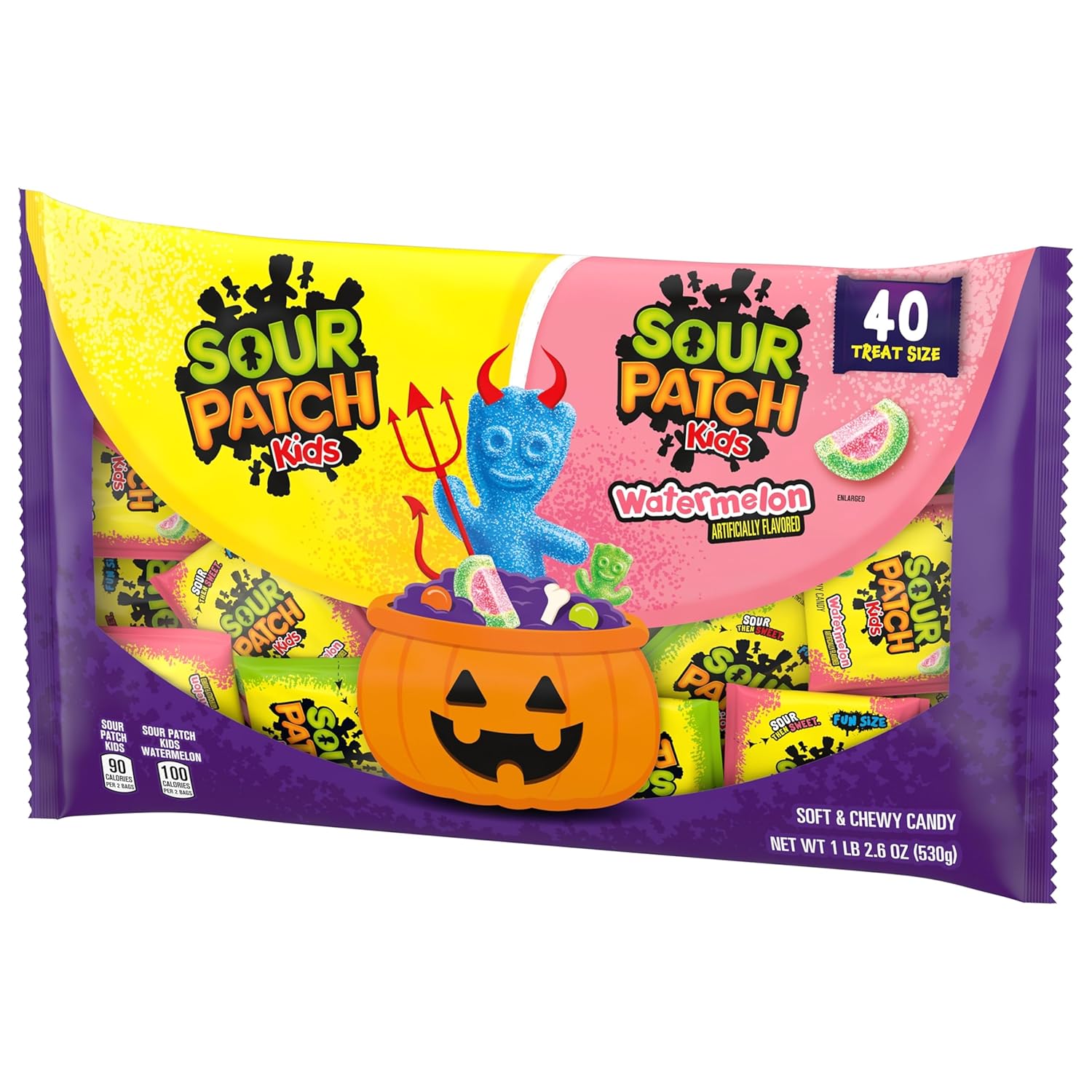 SOUR PATCH KIDS Original & Watermelon Bulk Candy - Kid-Friendly Individually Wrapped Halloween Treat Bags for School Parties