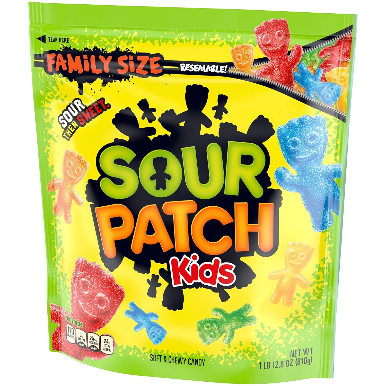 SOUR PATCH KIDS Soft & Chewy Sour Then Sweet Candy, 1.8 lb Bulk Bag for Tailgating, Car Rides, and Front Porch Trick-or-Treat Bowls