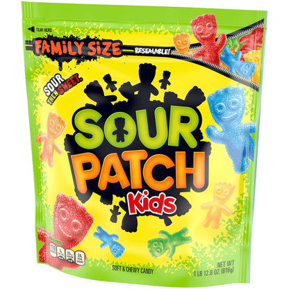 SOUR PATCH KIDS Soft & Chewy Sour Then Sweet Candy, 1.8 lb Bulk Bag for Tailgating, Car Rides, and Front Porch Trick-or-Treat Bowls