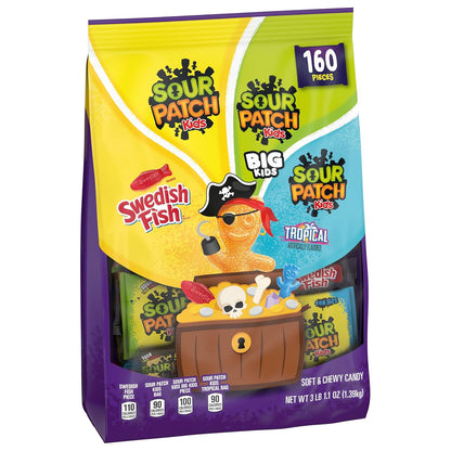 SOUR PATCH KIDS & SWEDISH FISH Halloween Candy Variety Pack – Kid-Friendly Individually Wrapped Goodie Bags for Family