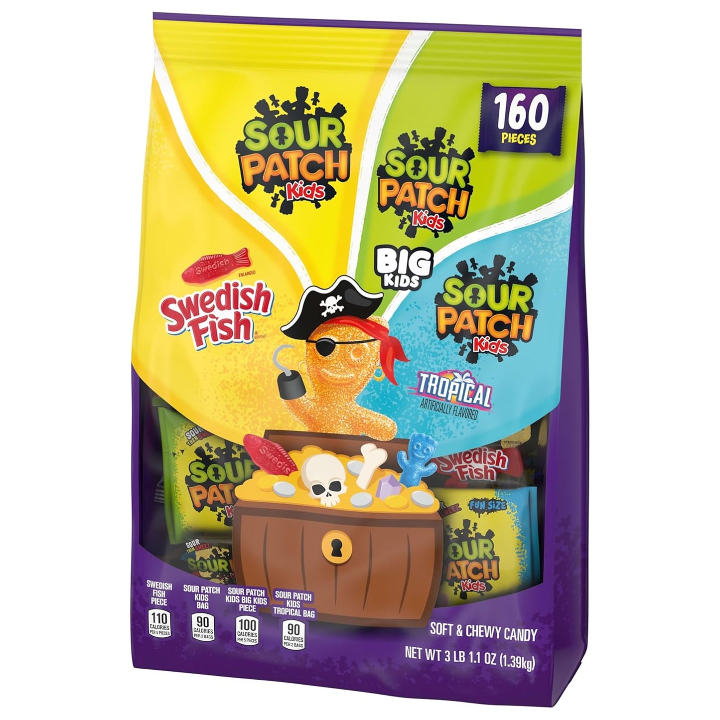 SOUR PATCH KIDS & SWEDISH FISH Halloween Candy Variety Pack – Kid-Friendly Individually Wrapped Goodie Bags for Family