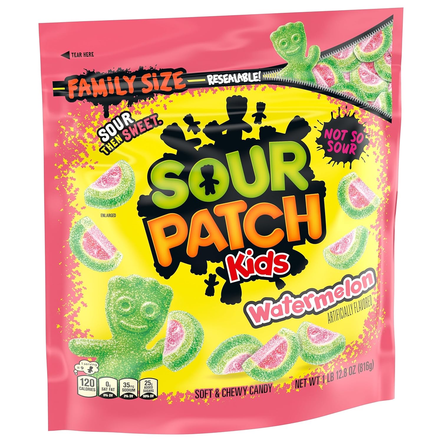 SOUR PATCH KIDS Watermelon Soft & Chewy Candy – Picnic and Park Day Chewy Snack, 1.8 lb Resealable Bag