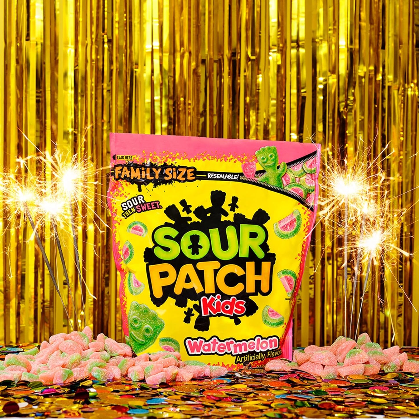 SOUR PATCH KIDS Watermelon Soft & Chewy Candy – Picnic and Park Day Chewy Snack, 1.8 lb Resealable Bag
