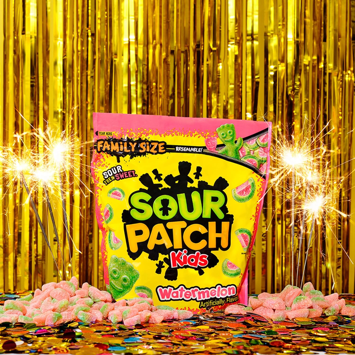 SOUR PATCH KIDS Watermelon Soft & Chewy Candy – Picnic and Park Day Chewy Snack, 1.8 lb Resealable Bag