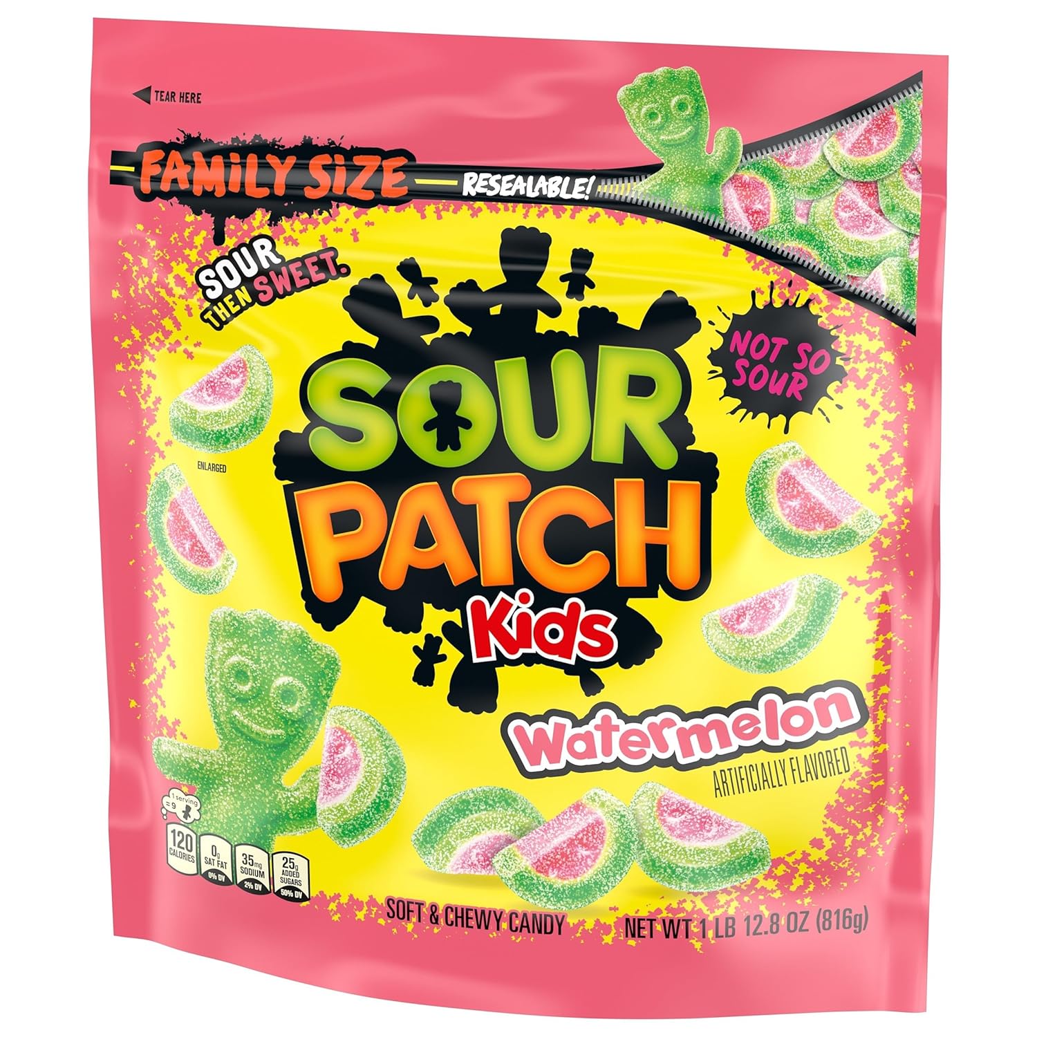 SOUR PATCH KIDS Watermelon Soft & Chewy Candy – Picnic and Park Day Chewy Snack, 1.8 lb Resealable Bag