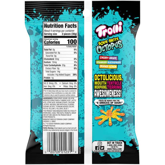 Trolli Sour Brite Octopus Gummy Worms – Kids Birthday Party Favor and Goody Bag Stuffer for Children