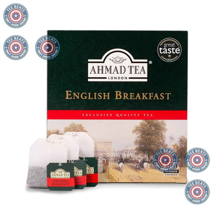 Ahmad Tea English Breakfast Teabags – Workday Productivity Brew for Office Breakrooms, 100 ct Caffeinated
