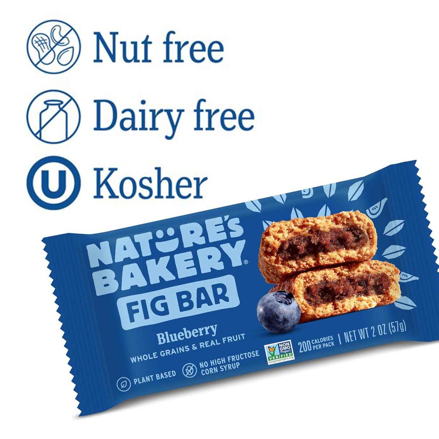 Nature's Bakery Blueberry Fig Bars - Portable Hiking Snack for Trail Energy, Twin Pack Wrapped