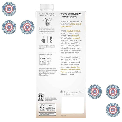 TAZO Classic Chai Black Tea Concentrate – Calming Caffeine Alternative for Self Care Morning Routine, 32 oz Carton
