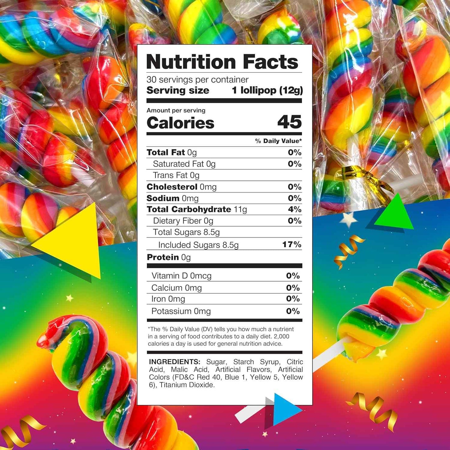 Rainbow Swirl Lollipops 30 Count Jar – Travel-Friendly Wrapped Candy for Picnics, Carnivals, and Outdoor Festivals