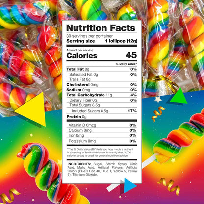 Rainbow Swirl Lollipops 30 Count Jar – Travel-Friendly Wrapped Candy for Picnics, Carnivals, and Outdoor Festivals