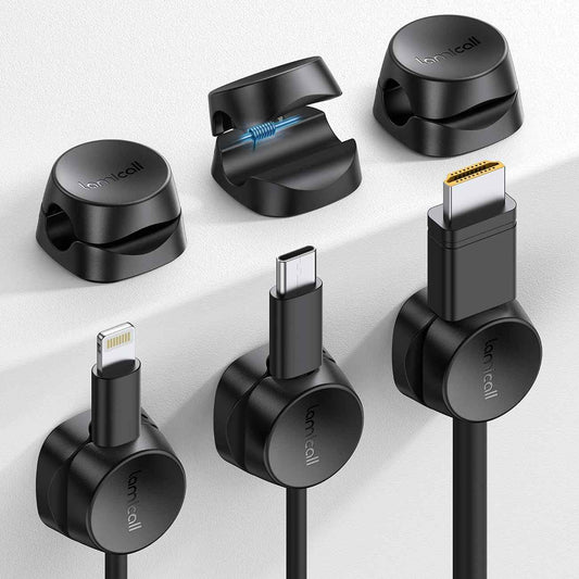 Lamicall Cable Holder Clips – Car Center Console Cord Organizer That Stops Falling Chargers, 6-Pack