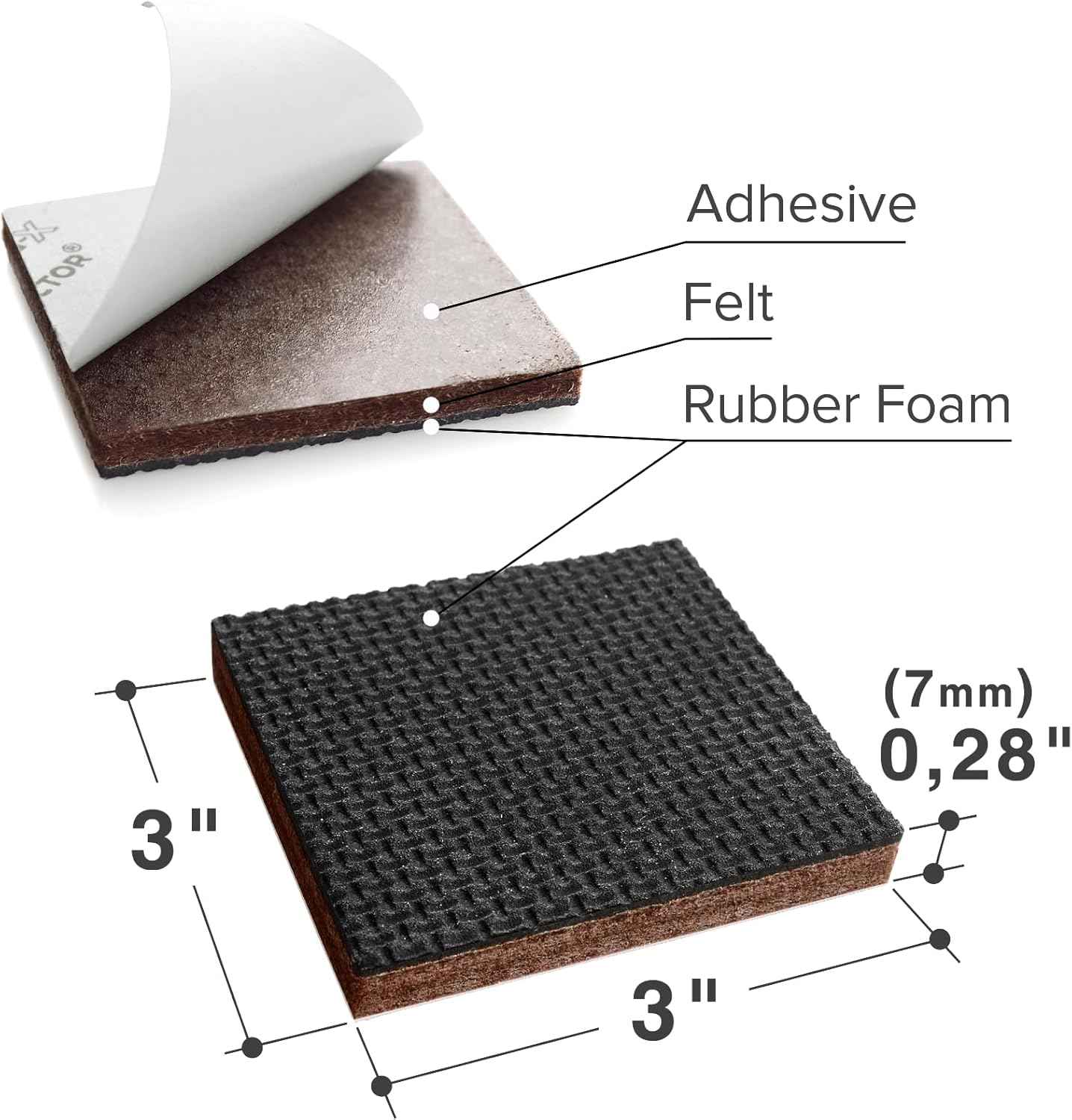 X-PROTECTOR Non Slip Furniture Pads 3" – Clean, Low-Profile Floor Protectors for Clutter-Free Living Spaces