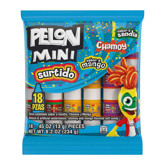 Pelon Pelo Rico Mini Squeeze Candy – Portable Mexican Snack for Picnics and Camping, Assorted Watermelon Mango Chamoy 18-Pack