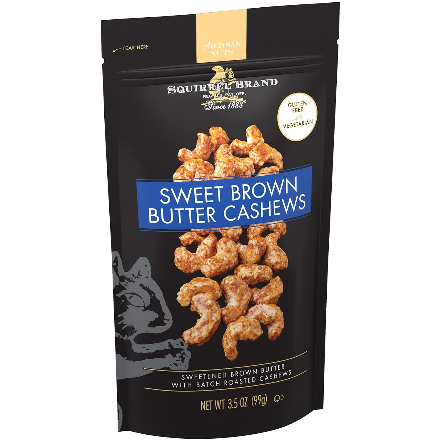 Squirrel Brand Sweet Brown Butter Cashews – Edible Accent for Grazing Tables and Holiday Spreads, 3.5 oz