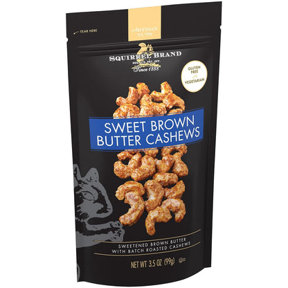 Squirrel Brand Sweet Brown Butter Cashews – Edible Accent for Grazing Tables and Holiday Spreads, 3.5 oz