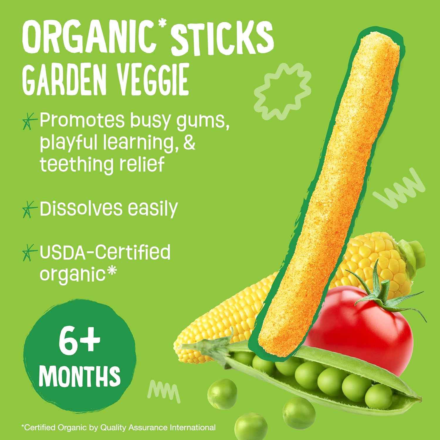 Earth's Best Dissolvable Crunchy Sticks – Stage 2 Finger Food for Nursery and Playroom Snacking