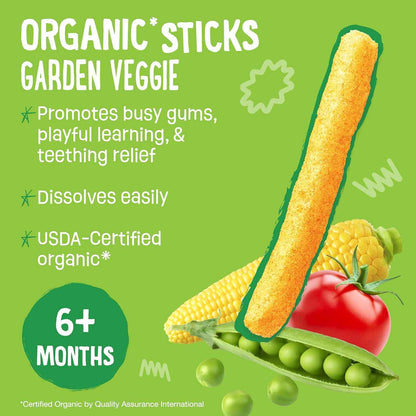 Earth's Best Dissolvable Crunchy Sticks – Stage 2 Finger Food for Nursery and Playroom Snacking