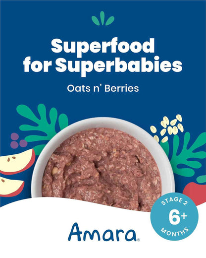 Amara Organic Baby Cereal for Babies Transitioning to Solids, Portable Squeeze Pouches for Daycare and Stroller Outings, 3.5oz 5-Count