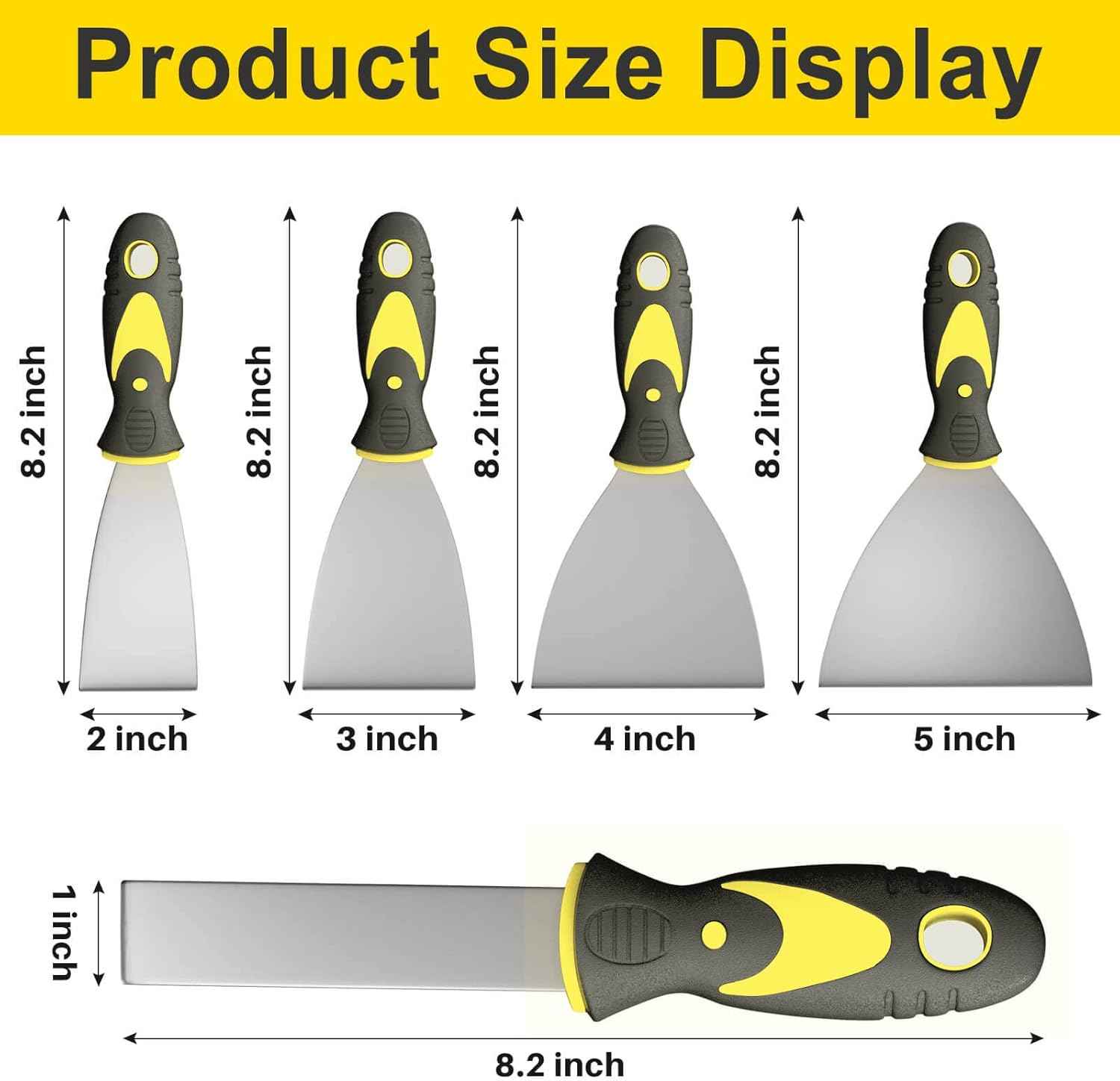 Putty Knife Set – Minimalist Wall Repair Kit, 5 Stainless Steel Scrapers for Intentional Home Care