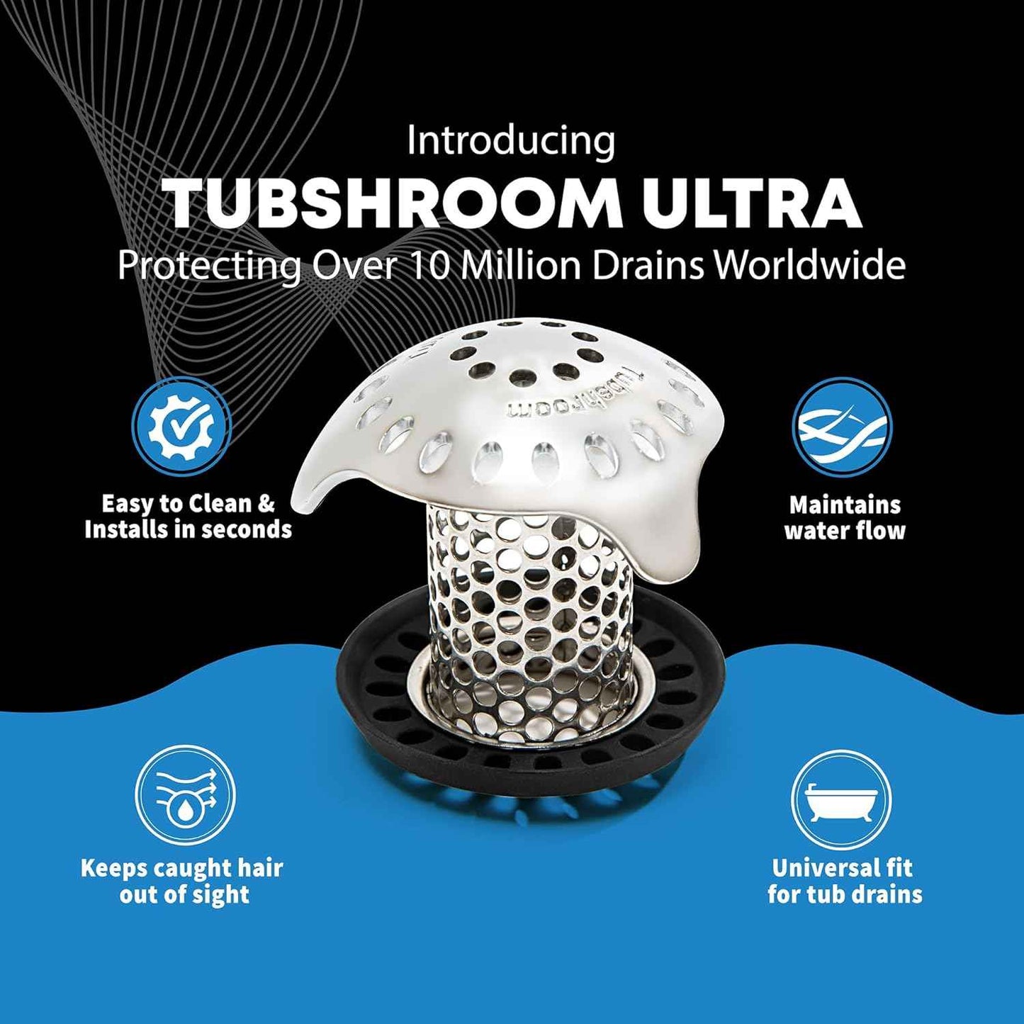 TubShroom Ultra Combo – Stress-Free Bath Ritual Hair Catcher for a Calming Bathtub Experience