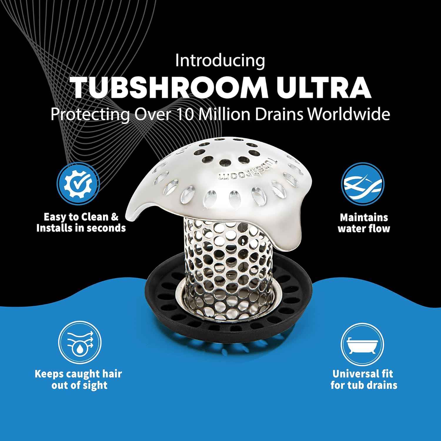 TubShroom Ultra Combo – Stress-Free Bath Ritual Hair Catcher for a Calming Bathtub Experience