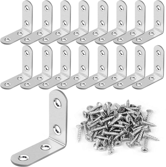 HENSUN L Bracket Set – Home Office Furniture Stabilizer, Silver Braces to Reinforce Desks and Workstation Shelves