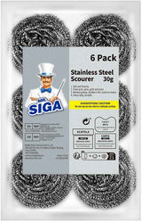 MR.SIGA Stainless Steel Scourer – Heavy-Duty Grill Cleaner for Backyard BBQ and Patio Cookouts, Pack of 6