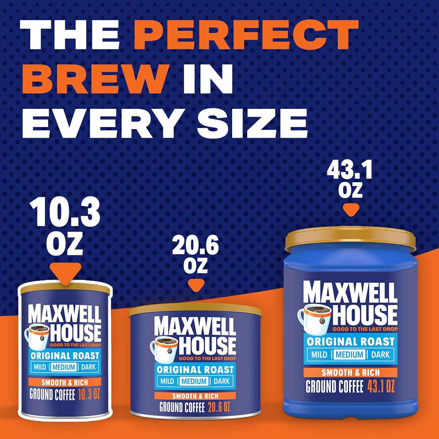 Maxwell House Original Roast Ground Coffee – Clutter-Free Pantry Essential, 10.3 oz Standard Canister for Small Kitchens