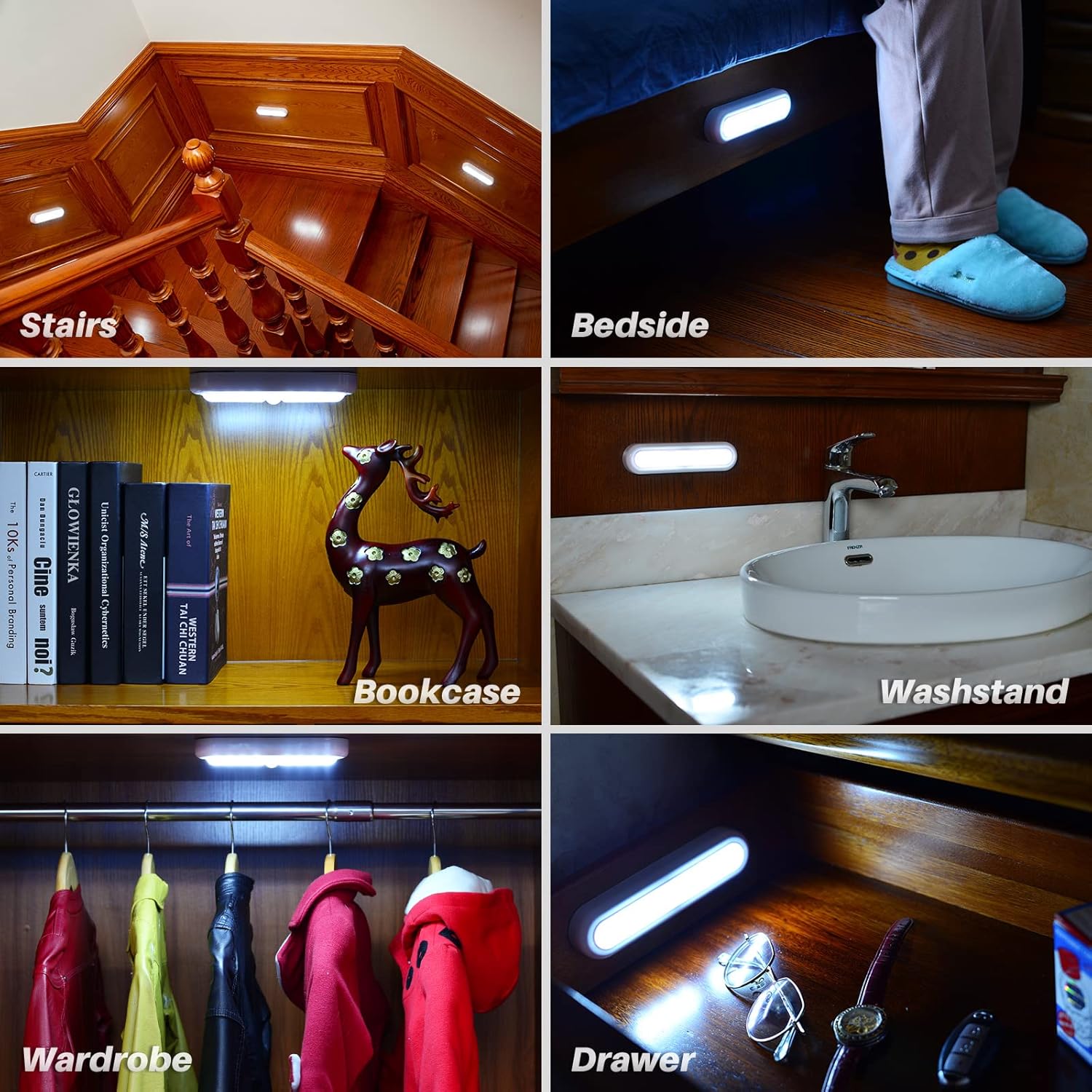 STAR-SPANGLED 3 Pack 7” Motion Sensor Light Indoor Battery Operated – Tool Free Adhesive LED for Clean, Clutter Free Closet and Hallway