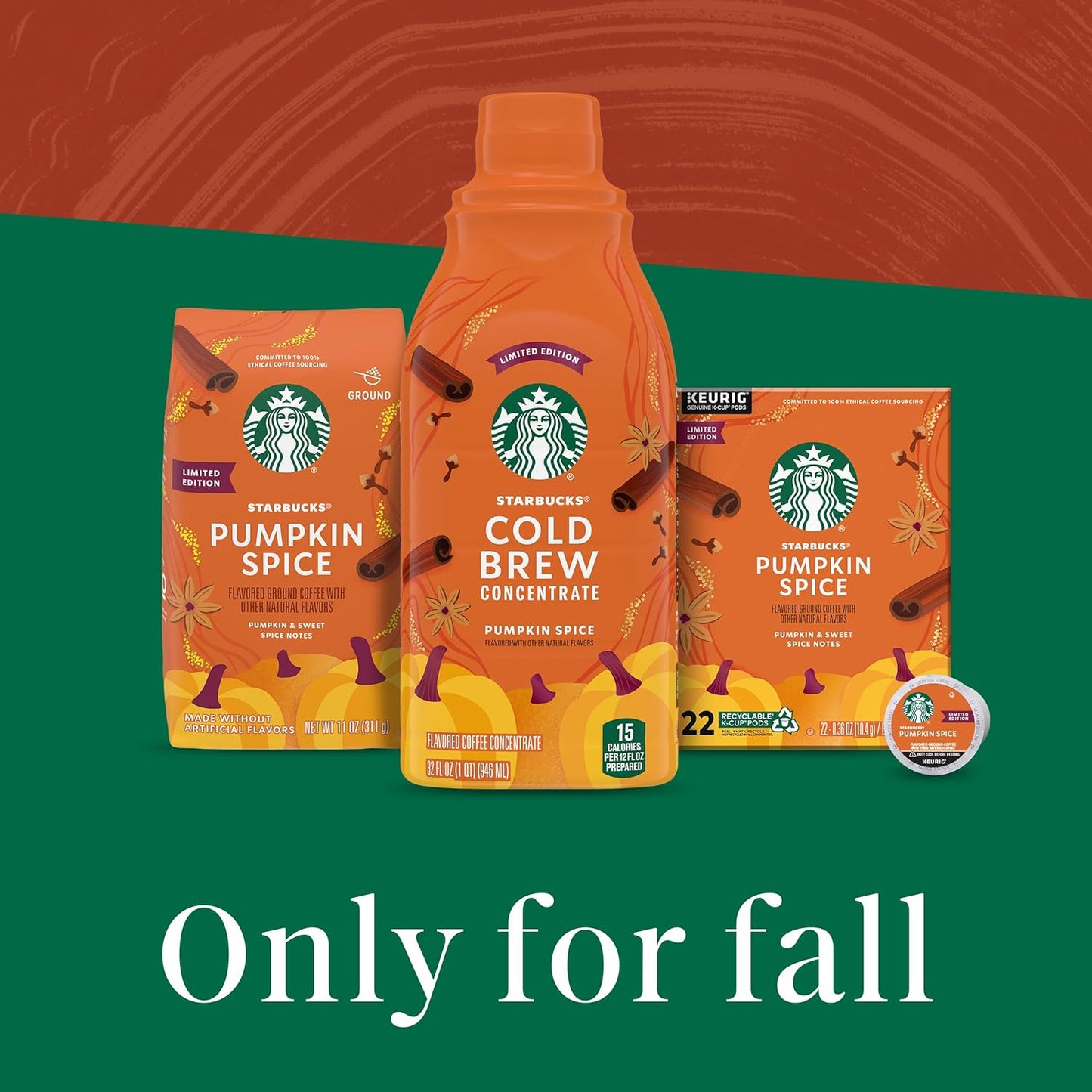 Starbucks Cold Brew Pumpkin Spice Concentrate – Backyard Patio Fall Drink, 32 oz Portable Multi-Serve