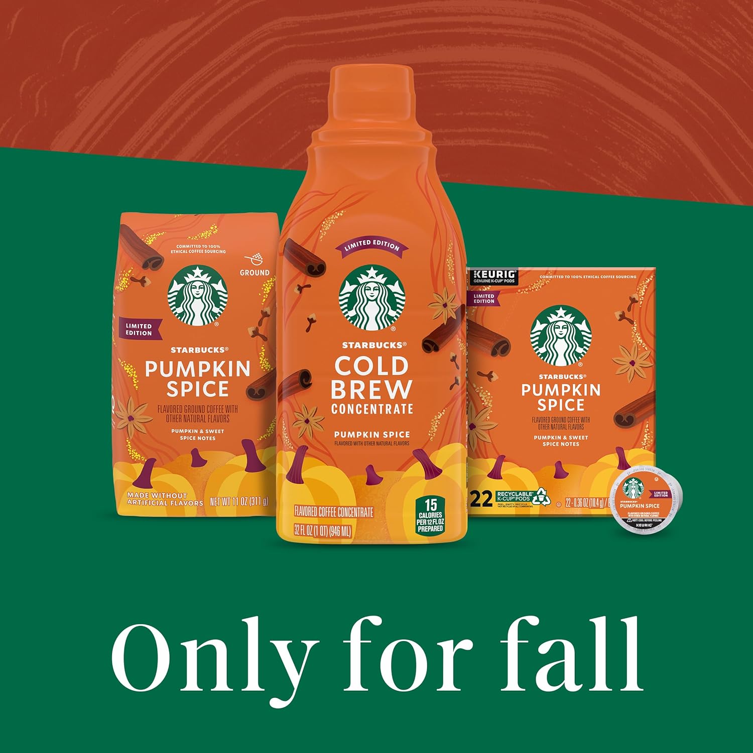 Starbucks Cold Brew Pumpkin Spice Concentrate – Backyard Patio Fall Drink, 32 oz Portable Multi-Serve