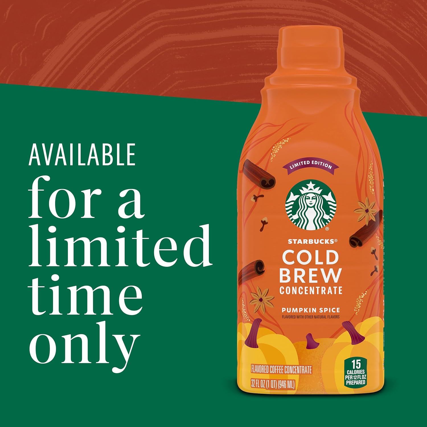 Starbucks Cold Brew Pumpkin Spice Concentrate – Backyard Patio Fall Drink, 32 oz Portable Multi-Serve