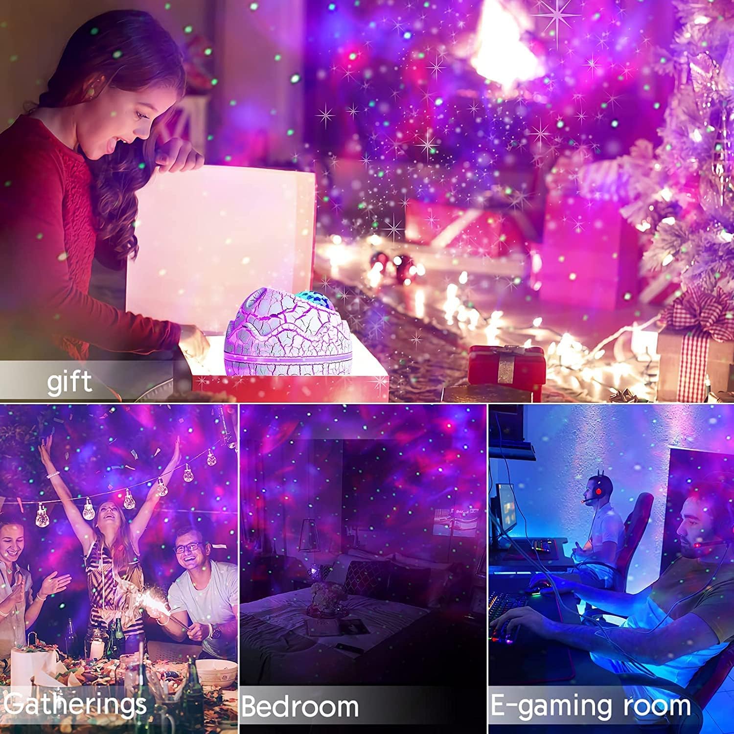 Starlux Dinosaur Egg Galaxy Projector – Personal Wind-Down Ritual Light, White Noise Machine for Deep Sleep