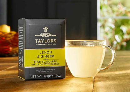 Taylors of Harrogate Lemon & Ginger Herbal Tea – Focus-Enhancing Brew for Afternoon Work Slumps