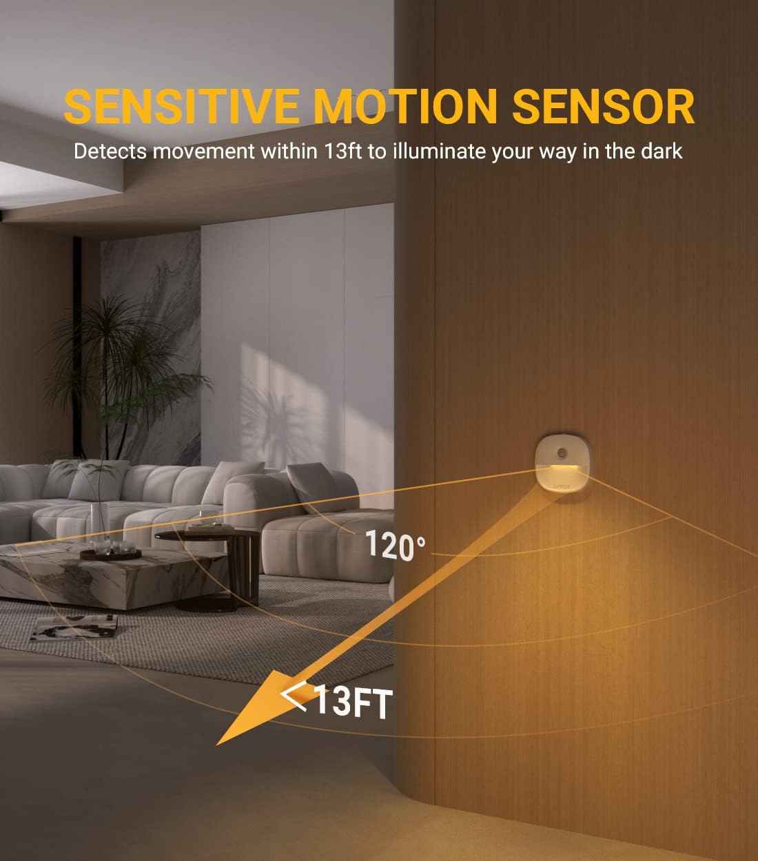 Lyridz Rechargeable Motion Night Light – Slim Tool-Free Wireless Light for Clutter-Free Apartments, Less-Than-2-Finger Profile