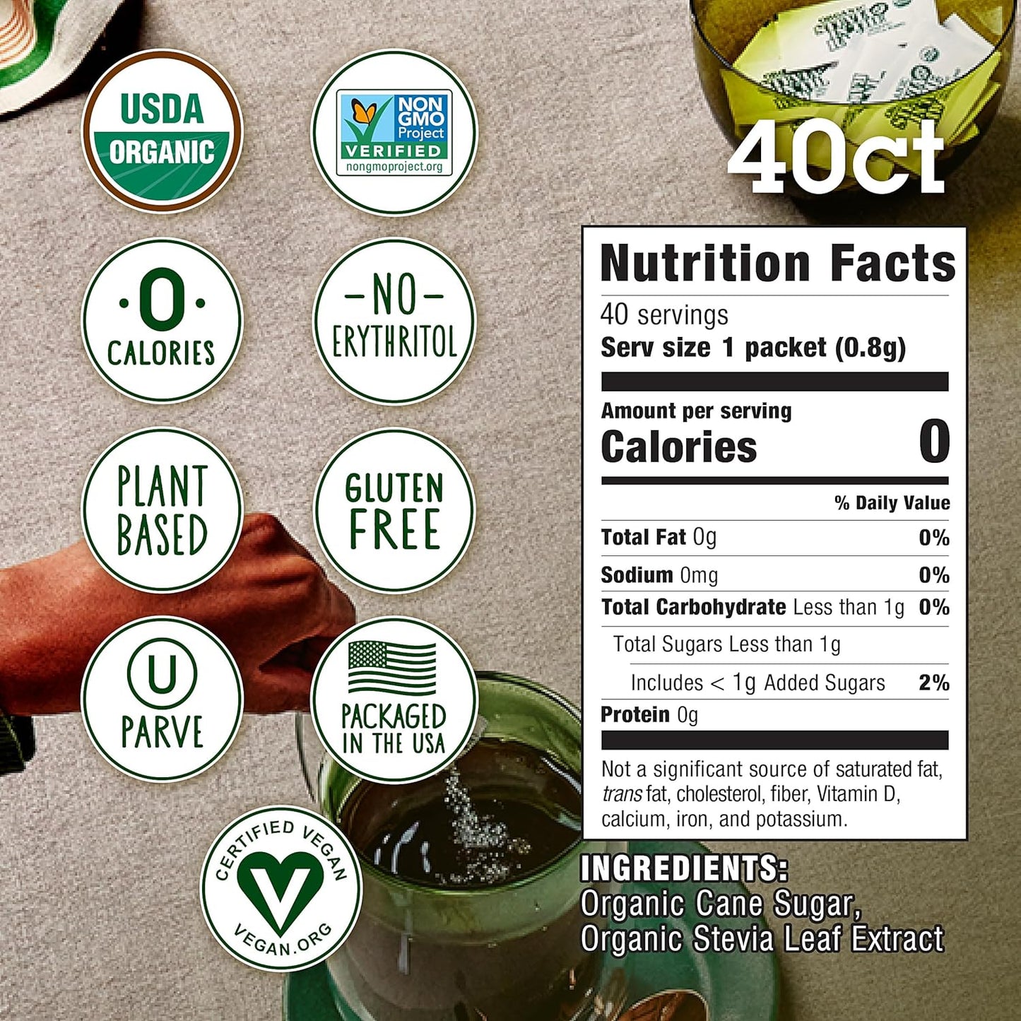 Stevia In The Raw Organic Stevia Sweetener Packets – Travel-Friendly Sweetener for Camping Mornings and Hike Brews