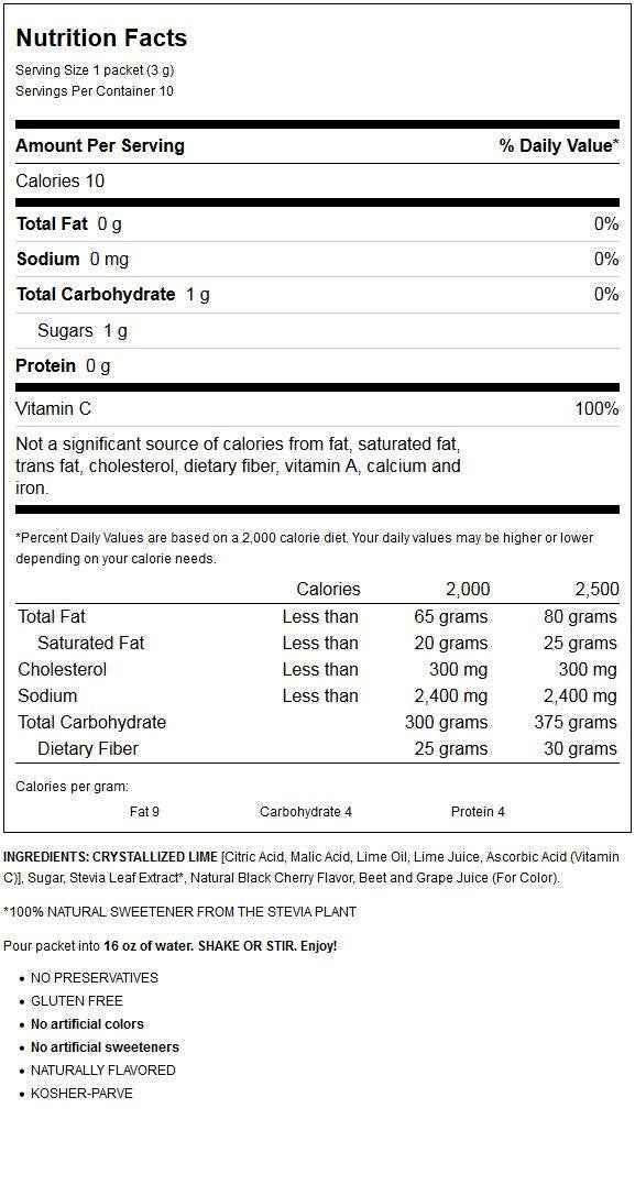 True Lime Black Cherry Limeade Drink Mix – Low-Sugar Desk Drink Mix for Home Office Focus and Afternoon Productivity Boosts