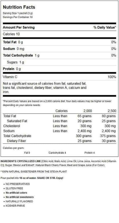 True Lime Black Cherry Limeade Drink Mix – Low-Sugar Desk Drink Mix for Home Office Focus and Afternoon Productivity Boosts