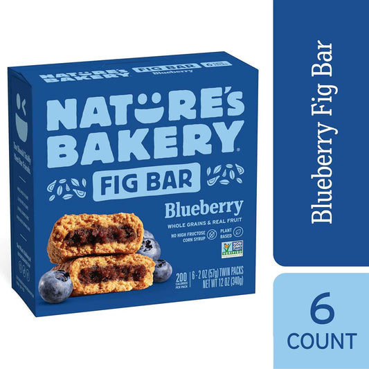 Nature's Bakery Blueberry Fig Bars - Portable Hiking Snack for Trail Energy, Twin Pack Wrapped