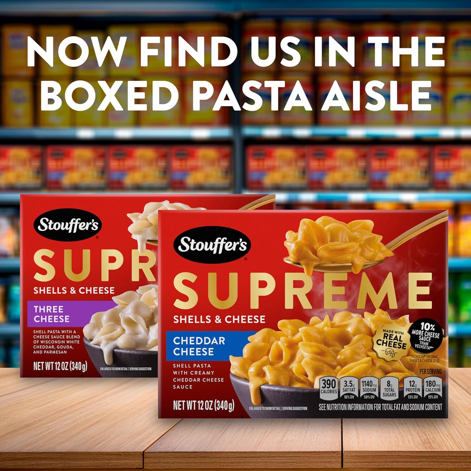 Stouffer's Supreme Shells and Cheese – One-Box Dinner with No Extra Ingredients, 12 oz Cheddar Shells Kit