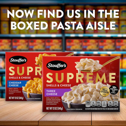 Stouffer's Supreme Shells Three Cheese Stovetop Mac – Simple Two-Ingredient Pantry Meal, Ready in 10 Minutes