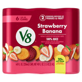 V8 +Energy Strawberry Banana 100% Fruit and Vegetable Juice for Morning Self-Care Routines, 8 fl oz Can (6 Pack) with Antioxidant Vitamins