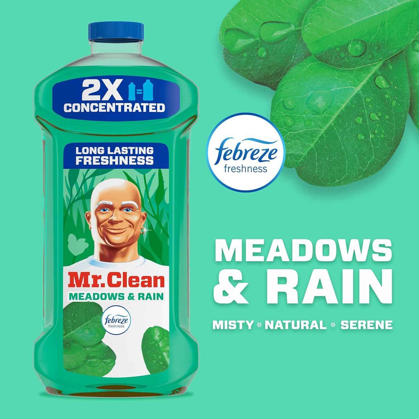 Mr. Clean All Purpose Cleaner with Febreze Meadows & Rain – Thoughtful Housewarming Gift for New Homeowners, Multi-Surface Mopping Solution